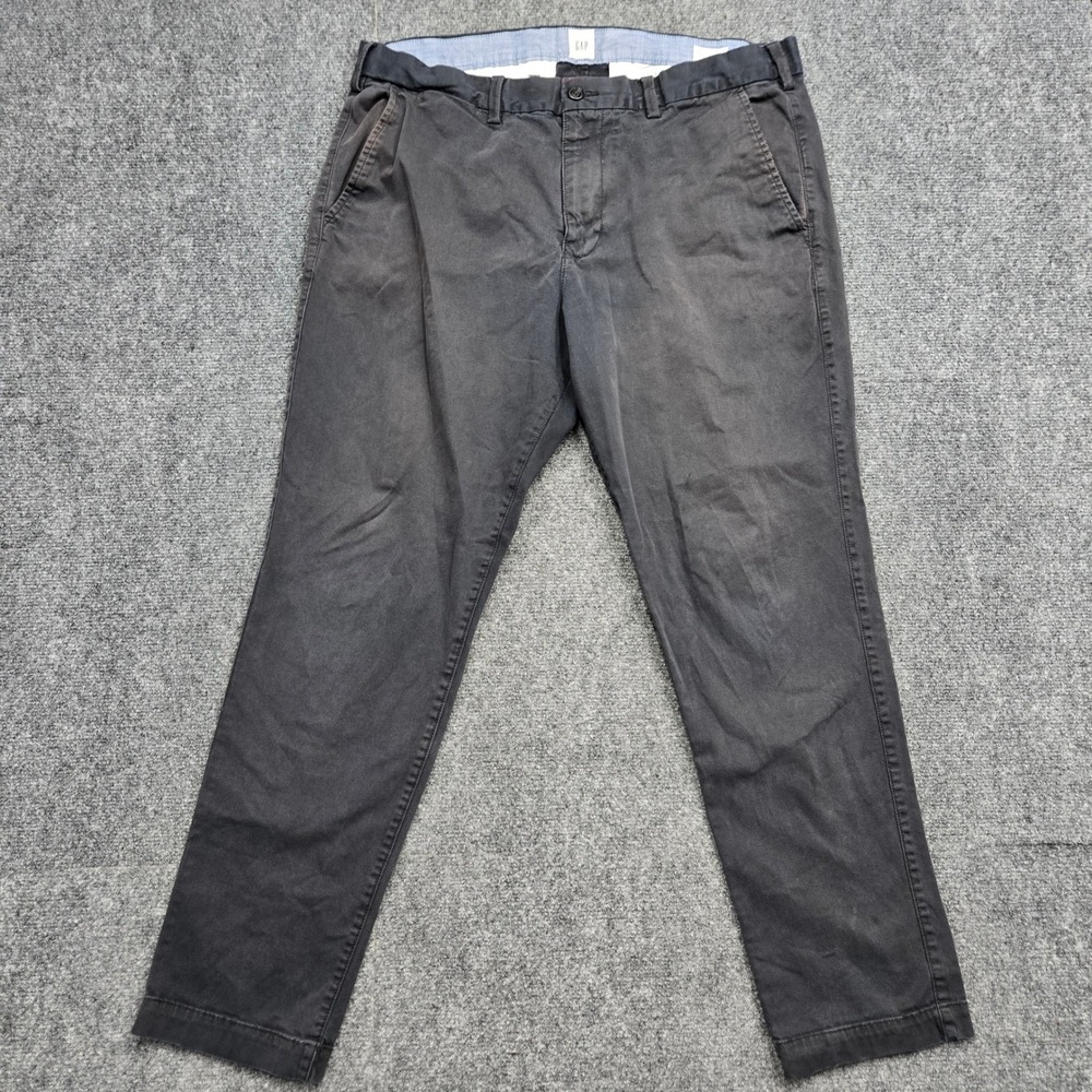 Gap Mens Athletic Fit Chino Pants 35x30 Dark Gray Stretch Cotton Twill Trousers